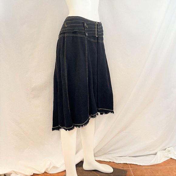 Cotton Skirt With High/Low Hem | blue dot - Picture 2 of 6